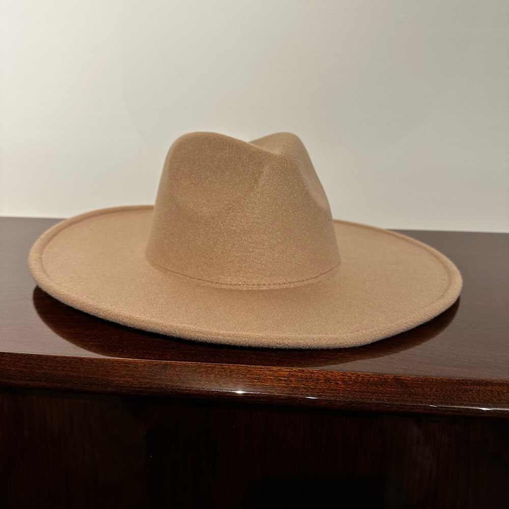 Wide brim fedora - taupe